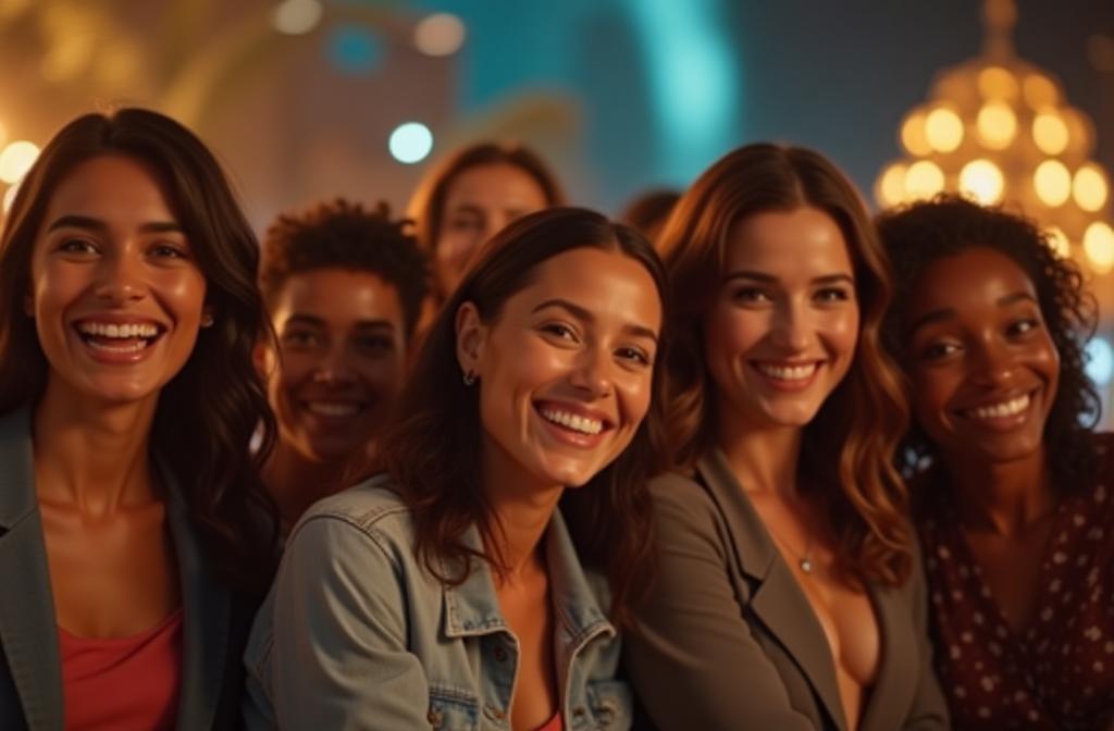 Diverse group of smiling actors and models, representing talent